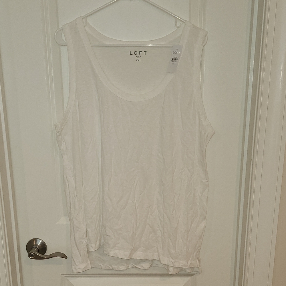 LOFT White Relaxed Sleeveless Tank Top